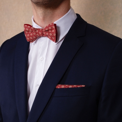 Burgundy Asanoha Japanese bow tie