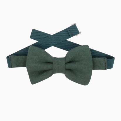Forest Green Linen Kid Bow Tie 2