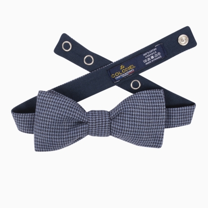 Blue Houndstooth Bow Tie