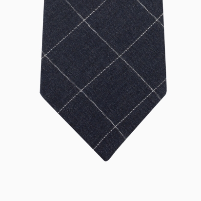Navy Windowpane Check Tie