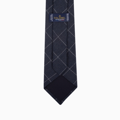 Navy Windowpane Check Tie