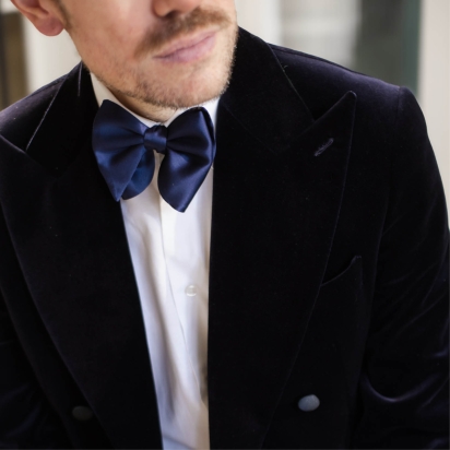 Noeud papillon Cocktail Soie bleu marine 2