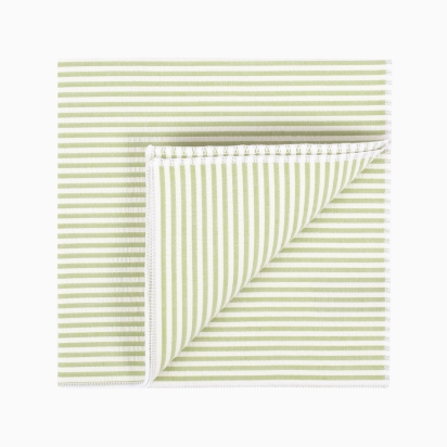 Pistachio Stripes Seersucker Pocket Square