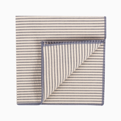 Pochette de costume Seersucker Rayures bleu encre