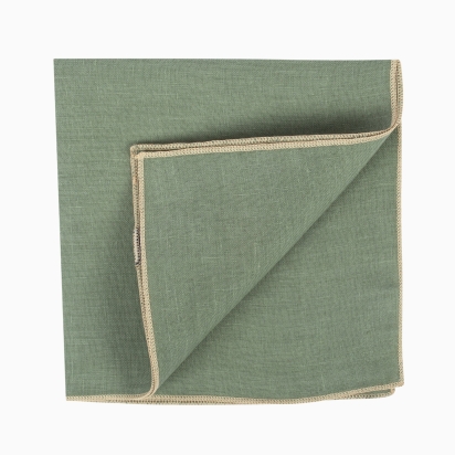 Clay Green Linen Pocket Square