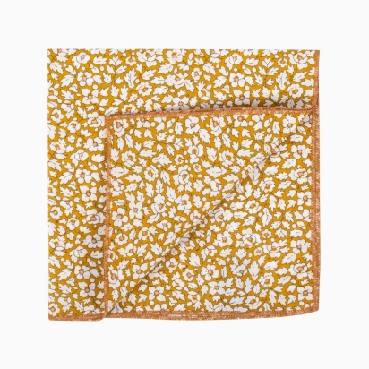 Liberty Mustard Feather Meadow Pocket Square