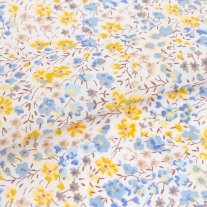 Liberty Mustard / sky blue Phoebe Pocket Square