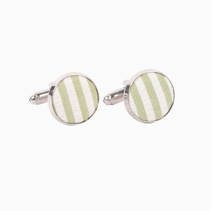 Pistachio Stripes Seersucker Cufflinks