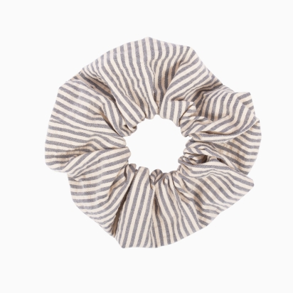 Seersucker Ink Blue Stripes Scrunchie