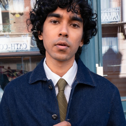 Striped Khaki Linen Tie 2