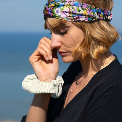 Seersucker Pistachio Stripes Scrunchie