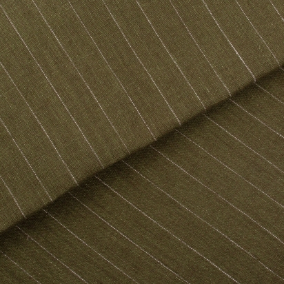 Pochette de costume Lin rayé kaki