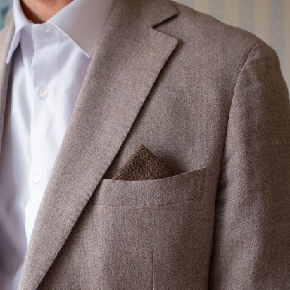Bronze Herringbone Pocket Square 2