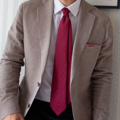 Purple Striped Linen Tie 2