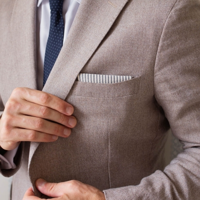 Ink Blue Stripes Seersucker pocket square 2