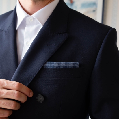 Blue Houndstooth pocket square 2