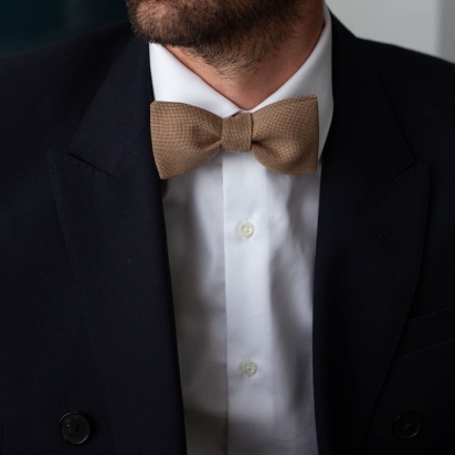 Latte Italian Wool Bow Tie 2