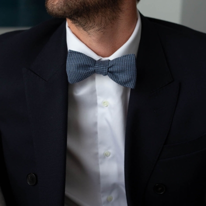 Blue Houndstooth Bow Tie 2