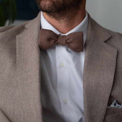 Coffee Houndstooth Bow Tie 2