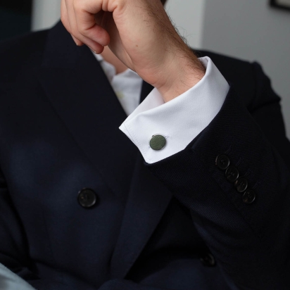 Clay Green Linen cufflinks 2