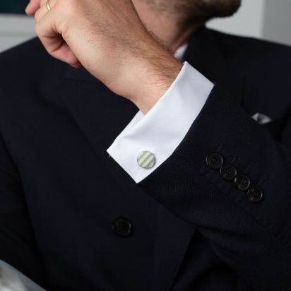 Pistachio Stripes Seersucker Cufflinks 2