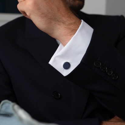 Boutons de manchette Soie Fiorenza bleu nuit 2