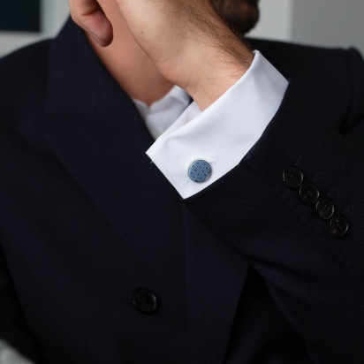 Light Blue Venezia Silk Cufflinks 2