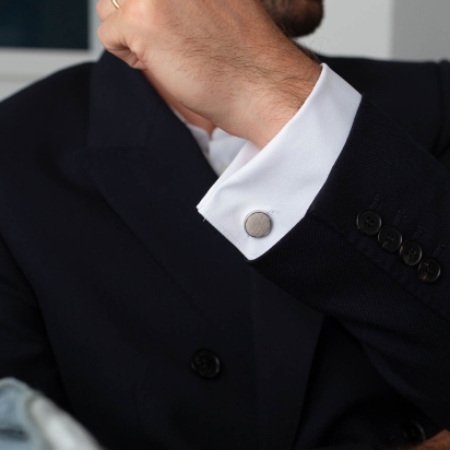 Natural textured linen Cufflinks 2