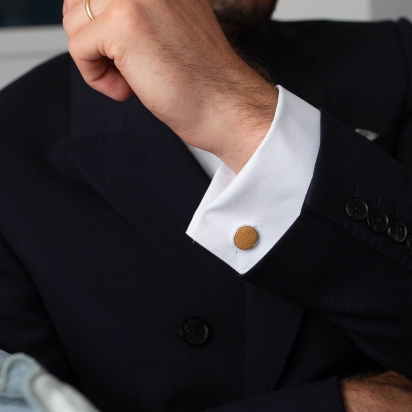 Mustard Linen Cufflinks 2