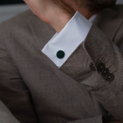 Forest Green Linen cufflinks 2