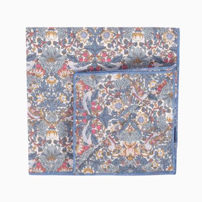 Pochette de costume Liberty Strawberry Thief bleu gris