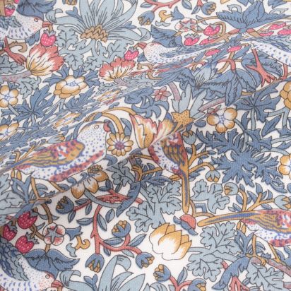 Liberty Grey Blue Strawberry Thief Pocket Square 2