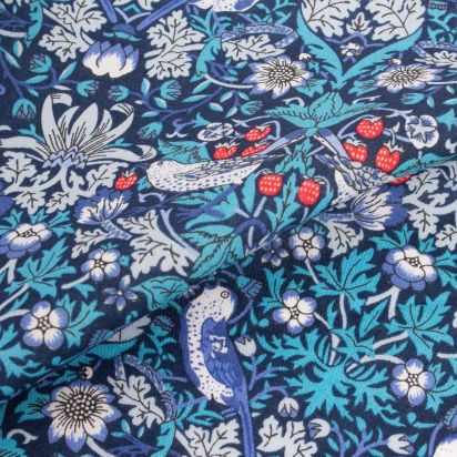 Liberty Turquoise Blue Strawberry Thief Pocket Square 2