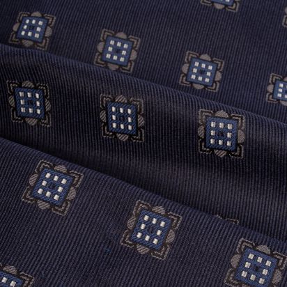 Cravate Soie Mosaïque marine 2