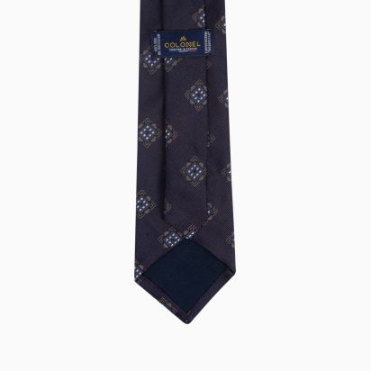 Navy Blue Mosaic Silk Tie