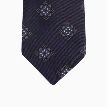 Cravate Soie Mosaïque marine