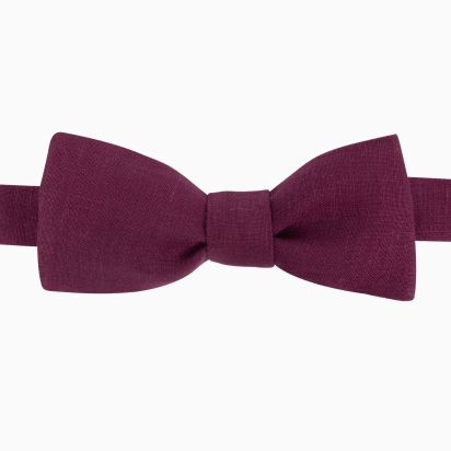 Aubergine Linen Bow Tie