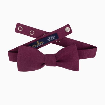 Aubergine Linen Bow Tie