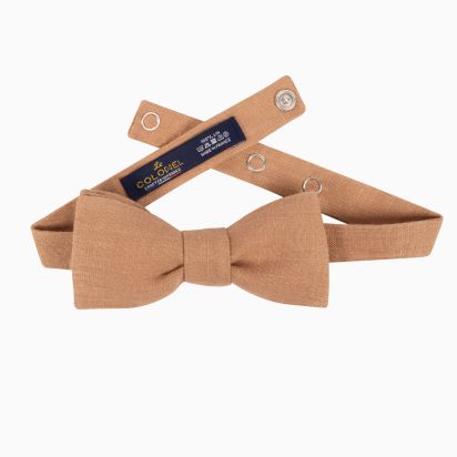 Caramel Linen Bow Tie