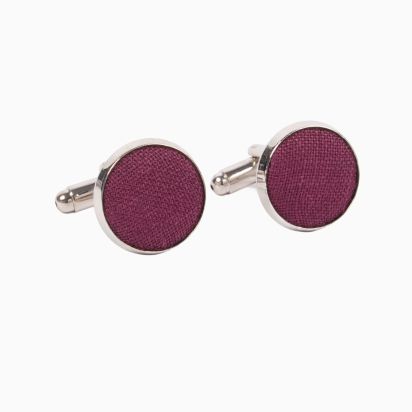 Aubergine Linen Cufflinks 2