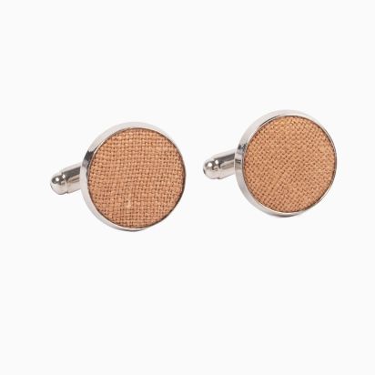 Caramel Linen Cufflinks 2