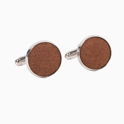 Tobacco Linen Cufflinks 2