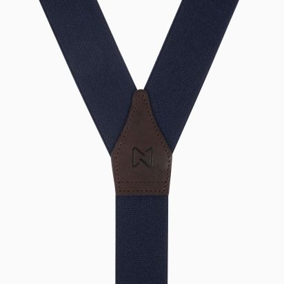 Bretelles Larges Héritage bleu marine cuir chocolat 2
